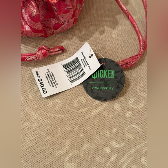 NWT Vera bradley Wicked Jewelry Bag pink Drawstring hard to find - Picture 5 of 9